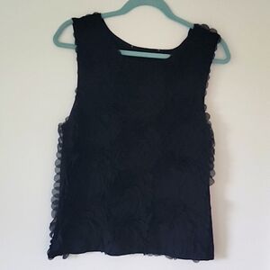 J crew (missing tag)Elegant Black Sleeveless petal textured Top. Size M